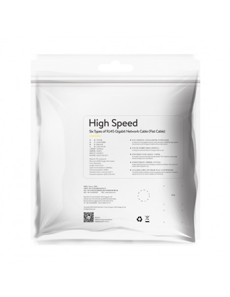 
RJ45 plokščias didelės spartos Ethernet CAT6 tinklo kabelis 1 m - juodas
