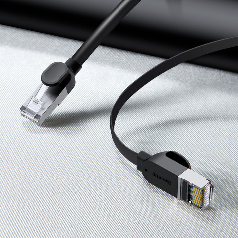 
RJ45 plokščias didelės spartos Ethernet CAT6 tinklo kabelis 1 m - juodas
