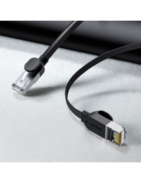 
RJ45 plokščias didelės spartos Ethernet CAT6 tinklo kabelis 1 m - juodas
