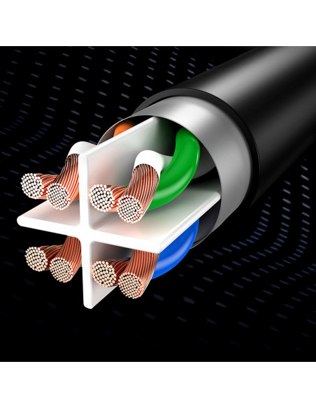 
RJ45 plokščias didelės spartos Ethernet CAT6 tinklo kabelis 1 m - juodas
