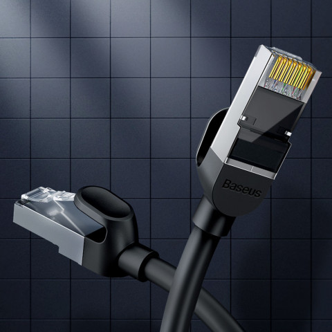 
RJ45 plokščias didelės spartos Ethernet CAT6 tinklo kabelis 1 m - juodas
