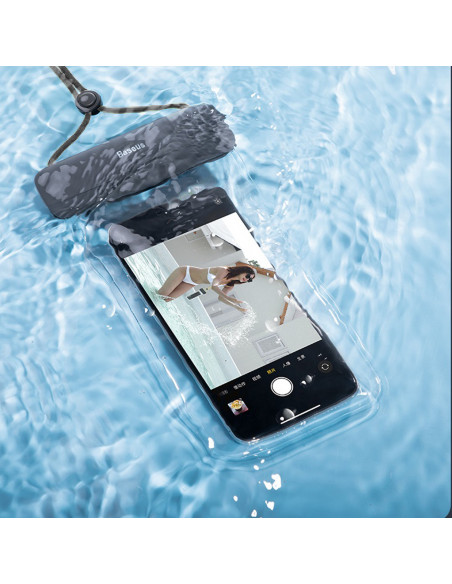 
„AquaGlide IPX8“ vandeniui atsparus telefono dėklas 7,2 colio telefonui su slankiojančia užrakto sistema – juodas
