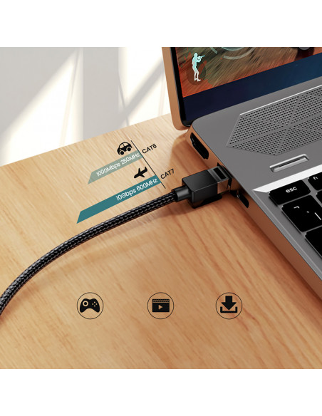 
Ethernet RJ45 Cat 7 10Gbps pintas patch laidas tinklo kabelis 0,5 m - juodas
