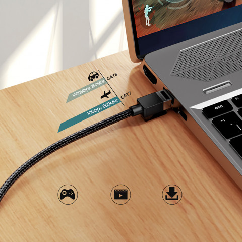 
Ethernet RJ45 Cat 7 10Gbps pintas patch laidas tinklo kabelis 1m - juodas
