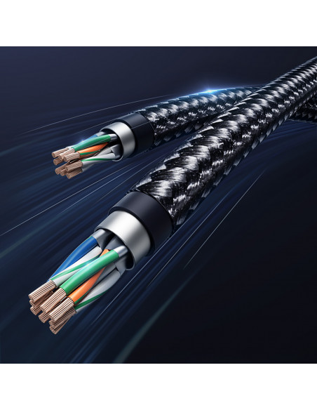 
Ethernet jungties laidas RJ45 Cat8 tinklo kabelis vario šerdimi 1,5 m - juodas
