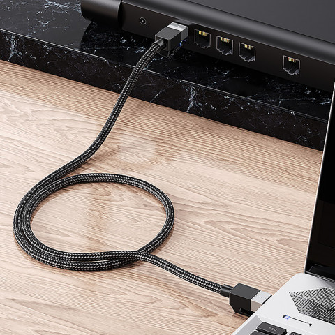 
Ethernet jungties laidas RJ45 Cat8 tinklo kabelis vario šerdimi 1,5 m - juodas
