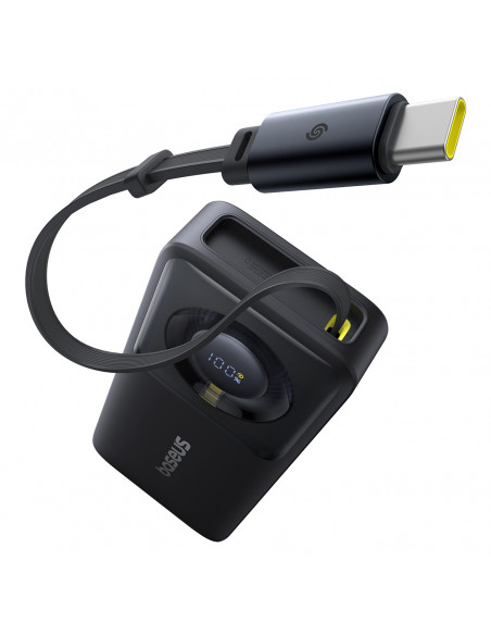 
„Free2Pull“ 10000 mAh 30 W išorinė baterija su USB-C prievadu ir ištraukiamu USB-C laidu – juoda
