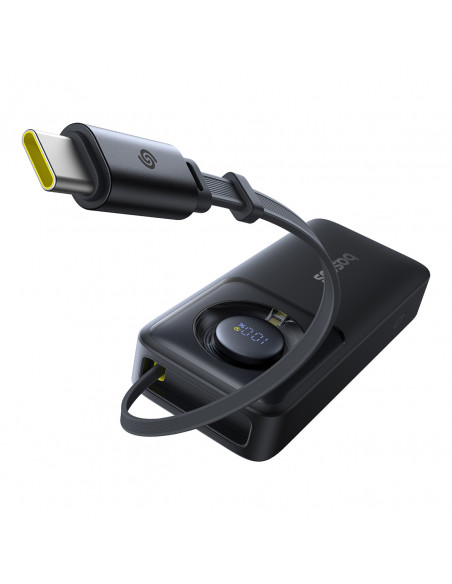 
„Free2Pull“ 10000 mAh 30 W išorinė baterija su USB-C prievadu ir ištraukiamu USB-C laidu – juoda
