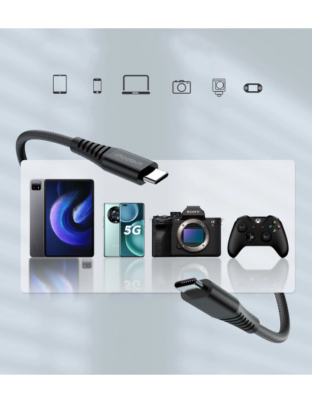 
USB-C-USB-C laidas su magnetiniu organizatoriumi PD 3.1 240W 1,8 m - juodas
