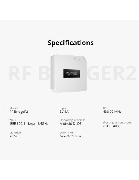 WiFi valdymo blokas skirtas RF433MHz įrenginiams baltas WiFi valdymo blokas skirtas RF433MHz įrenginiams baltas