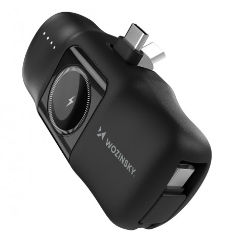 
Mini išorinė baterija 5000mAh 15W USB-C su Apple Watch įkrovikliu – juoda
