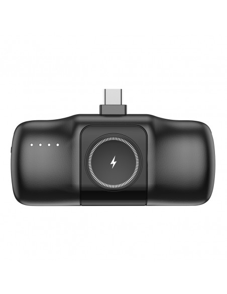 
Mini išorinė baterija 5000mAh 15W USB-C su Apple Watch įkrovikliu – juoda
