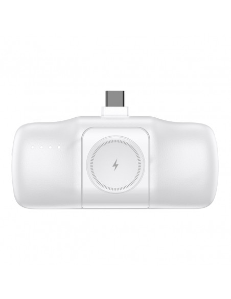 
Mini išorinė baterija 5000mAh 15W USB-C su „Apple Watch“ įkrovikliu – balta
