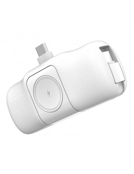 
Mini išorinė baterija 5000mAh 15W USB-C su „Apple Watch“ įkrovikliu – balta
