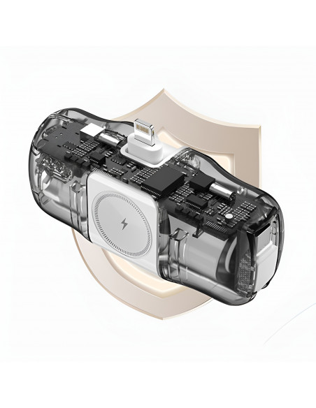 
Mini išorinė baterija 5000mAh 15W USB-C su „Apple Watch“ įkrovikliu – balta
