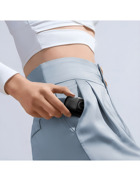 
Mini išorinė baterija 5000mAh 15W su „iPhone Lightning“ ir „Apple Watch“ įkrovikliu – juoda
