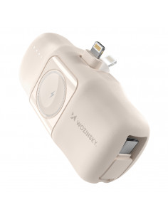 
Mini išorinė baterija 5000mAh 15W su „iPhone Lightning“ ir „Apple Watch“ įkrovikliu – smėlio spalvos
