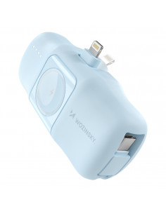 
Mini išorinė baterija 5000mAh 15W su „iPhone Lightning“ ir „Apple Watch“ įkrovikliu – mėlyna
