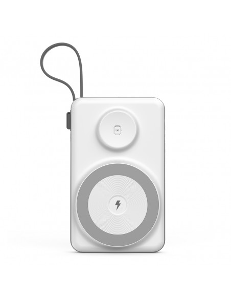 
10000mAh išorinė baterija su LED USB-C ir USB-A adapteriu, „Lightning“, „MagSafe“ ir „Apple Watch“ laikrodžiui, balta
