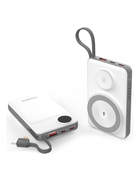 
10000mAh išorinė baterija su LED USB-C ir USB-A adapteriu, „Lightning“, „MagSafe“ ir „Apple Watch“ laikrodžiui, balta
