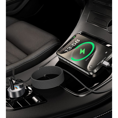 
USB-C 240W PD 3.1 laidas su magnetiniu tvarkytuvu 1,2 m - juodas
