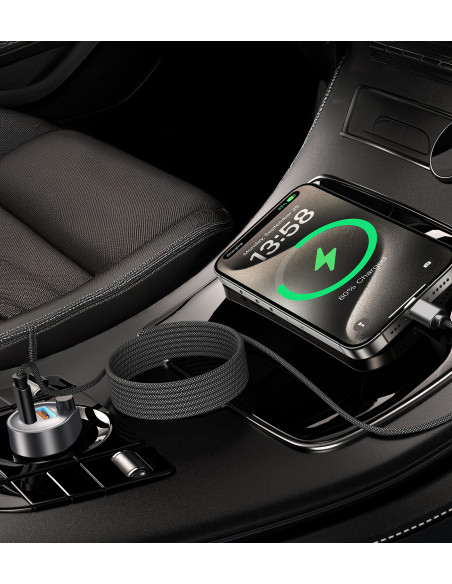 
USB-C 240W PD 3.1 laidas su magnetiniu tvarkytuvu 1,2 m - juodas
