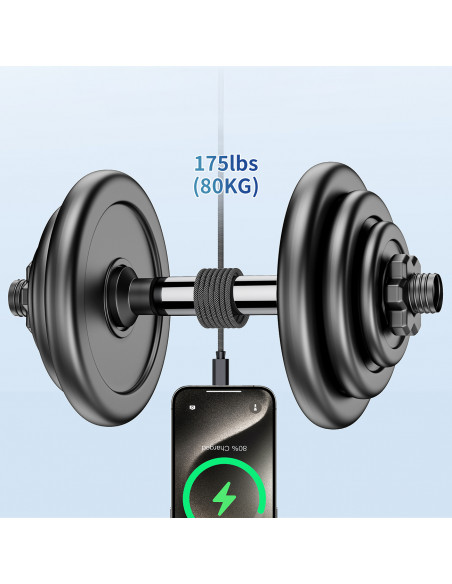 
USB-C 240W PD 3.1 laidas su magnetiniu tvarkytuvu 1,2 m - juodas

