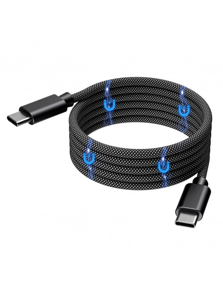
USB-C 100W PD laidas su magnetiniu tvarkytuvu 1,2 m - juodas
