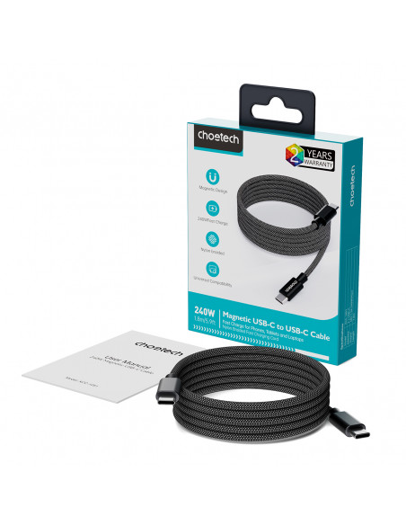 
USB-C 100W PD laidas su magnetiniu tvarkytuvu 1,2 m - juodas
