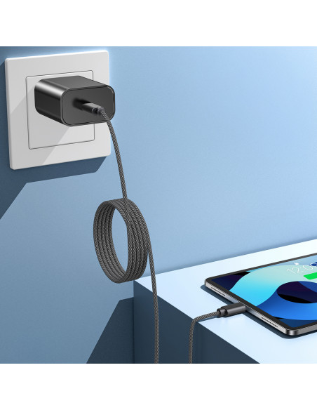 
USB-C 100W PD laidas su magnetiniu tvarkytuvu 1,2 m - juodas
