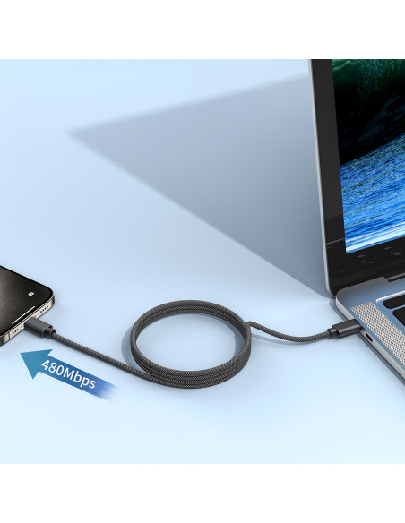 
USB-C 100W PD laidas su magnetiniu tvarkytuvu 1,2 m - juodas
