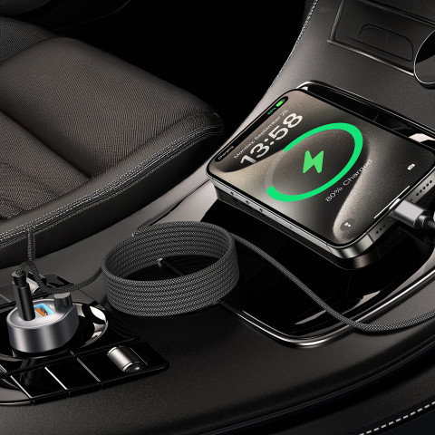 
USB-C 100W PD laidas su magnetiniu tvarkytuvu 1,2 m - juodas
