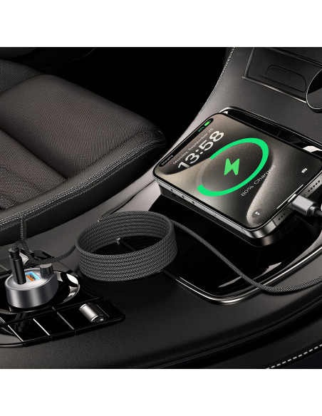 
USB-C 100W PD laidas su magnetiniu tvarkytuvu 1,2 m - juodas
