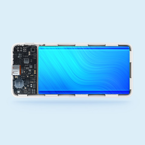 
„Airpow“ 20 W 10000 mAh išorinė baterija su USB-A - USB-C laidu, 30 cm, balta
