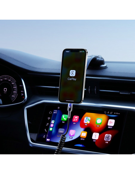 
USB-A spiralinis kabelis – iPhone Lightning Crystal-Clear serijos 3A 1,5 m – juodas
