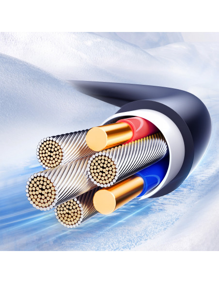 
USB-A spiralinis kabelis – iPhone Lightning Crystal-Clear serijos 3A 1,5 m – juodas
