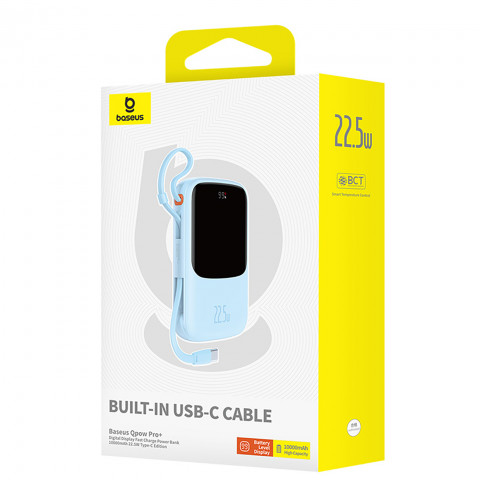 
Išorinė baterija 10000mAh Qpow Pro+ 22.5W USB-C - mėlyna

