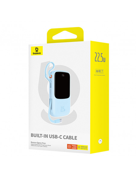 
Išorinė baterija 10000mAh Qpow Pro+ 22.5W USB-C - mėlyna
