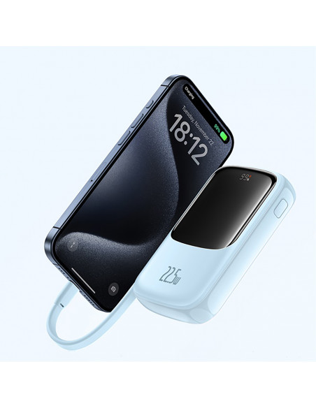 
Išorinė baterija 10000mAh Qpow Pro+ 22.5W USB-C - mėlyna
