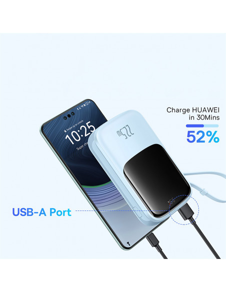 
Išorinė baterija 10000mAh Qpow Pro+ 22.5W USB-C - mėlyna
