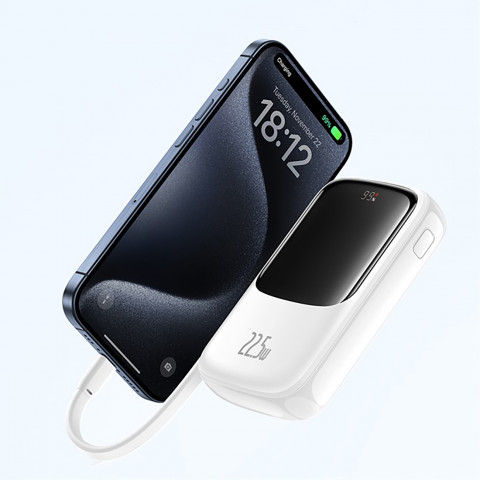 
Išorinė baterija 10000mAh Qpow Pro+ 22.5W USB-C - balta
