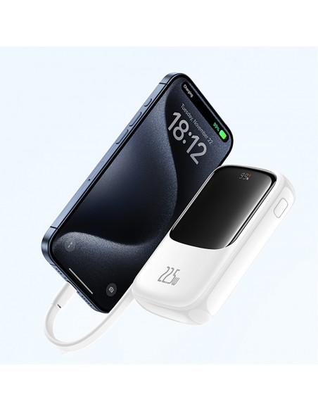 
Išorinė baterija 10000mAh Qpow Pro+ 22.5W USB-C - balta
