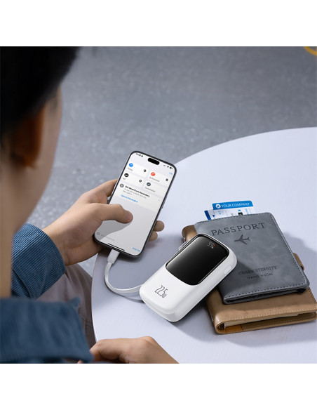 
Išorinė baterija 10000mAh Qpow Pro+ 22.5W USB-C - balta
