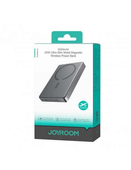 
„Powerbank Pro 10000mAh Ultrathin Magnetic PD 20W USB-C Lightning“ – pilka
