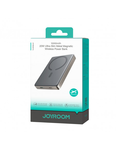 
„Powerbank Pro 10000mAh Ultrathin Magnetic PD 20W USB-C Lightning“ – titano spalvos
