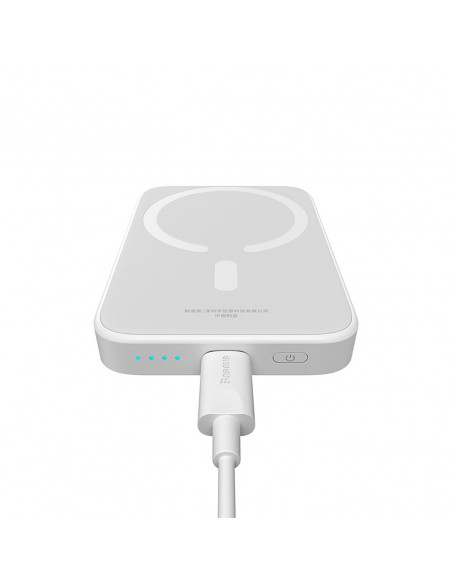 
6000mAh nešiojamas įkroviklis „Magnetic Mini Air 20W“ su USB-C laidu – baltas
