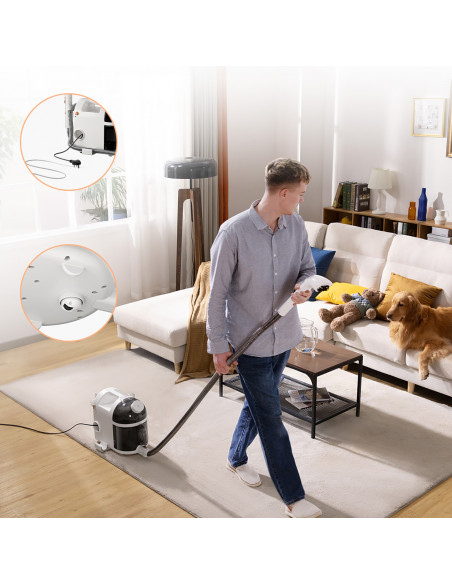 
Giluminio valymo 1900 W garinis valytuvas su garų valymo funkcija B200 - baltas
