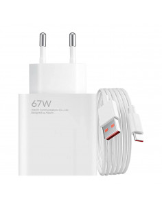 
„Xiaomi“ 67 W 6,2 A USB-A sieninis įkroviklis su USB-C laidu – baltas
