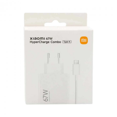
„Xiaomi“ 67 W 6,2 A USB-A sieninis įkroviklis su USB-C laidu – baltas
