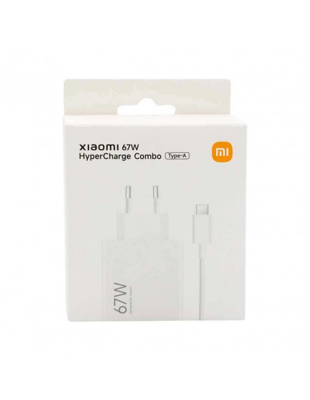 
„Xiaomi“ 67 W 6,2 A USB-A sieninis įkroviklis su USB-C laidu – baltas
